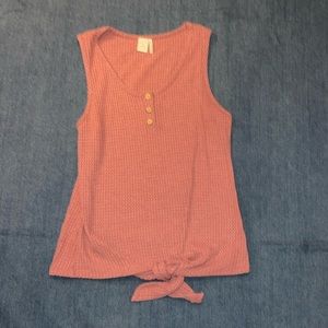 Dusty pink waffle tank
